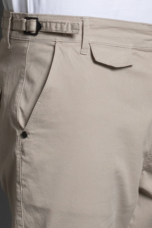Calça Chino Slim Com Bolso Cargo - Khaki