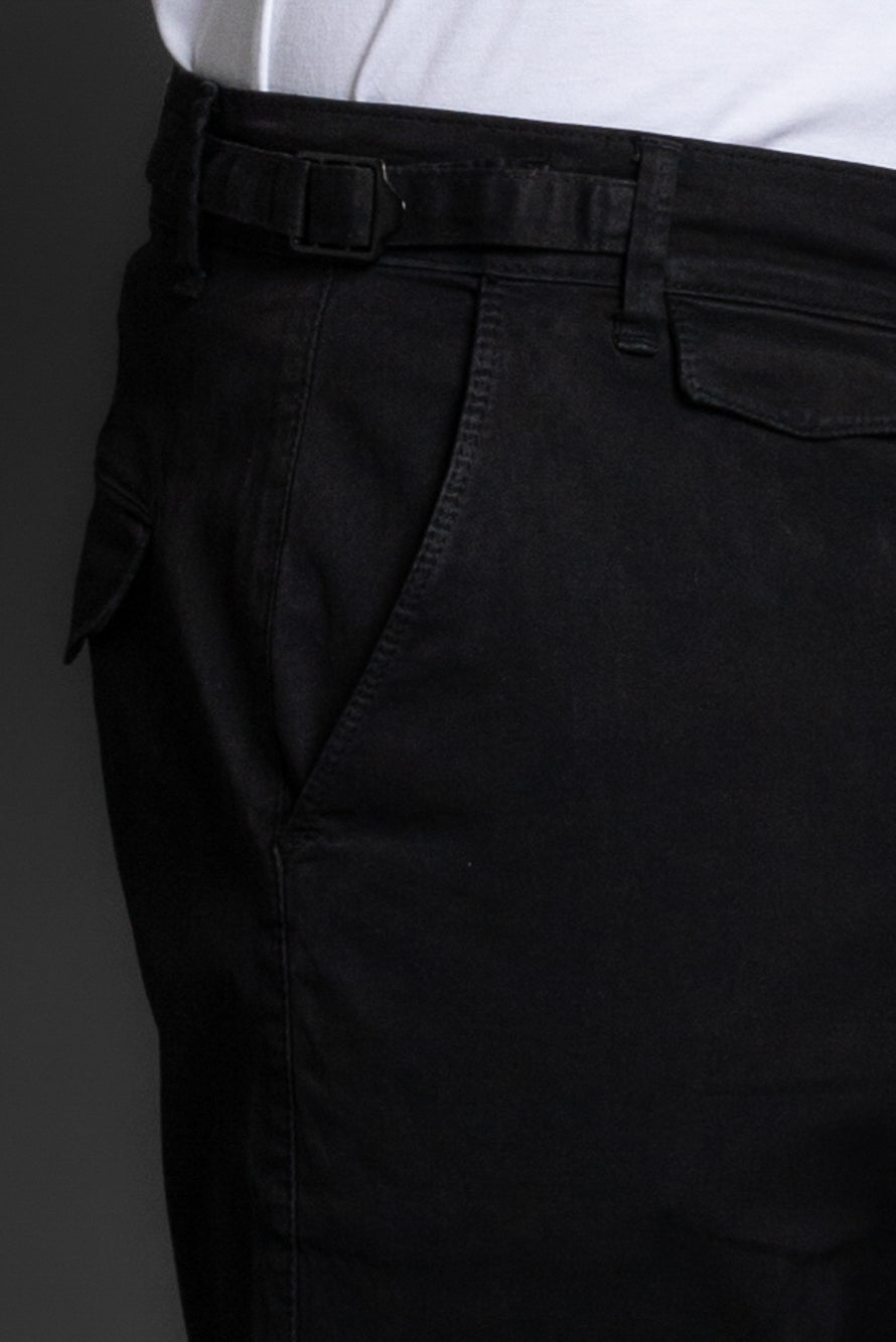 Calça Chino Slim Com Bolso Cargo - Preto