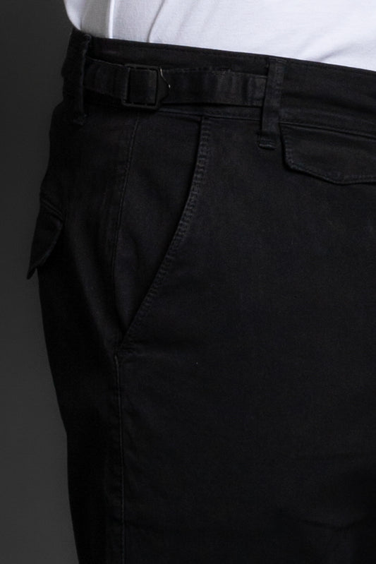 Calça Chino Slim Com Bolso Cargo - Preto