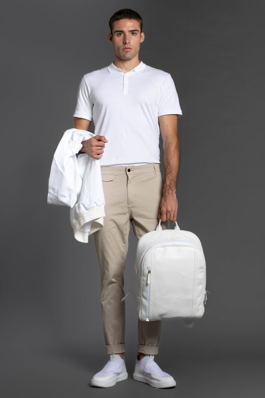 Calça Chino Slim Com Bolso Cargo - Bege