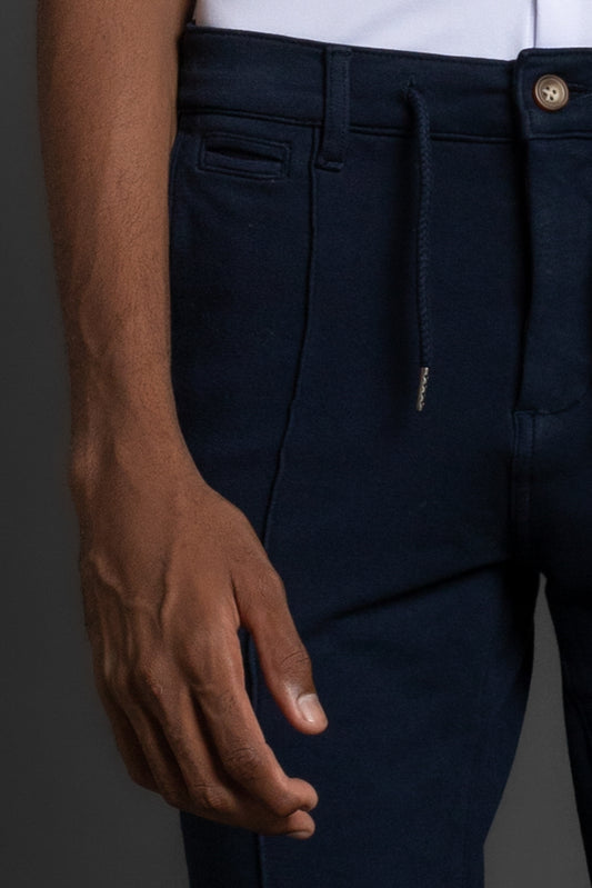 Calça Moletom Com Nervura - Marinho