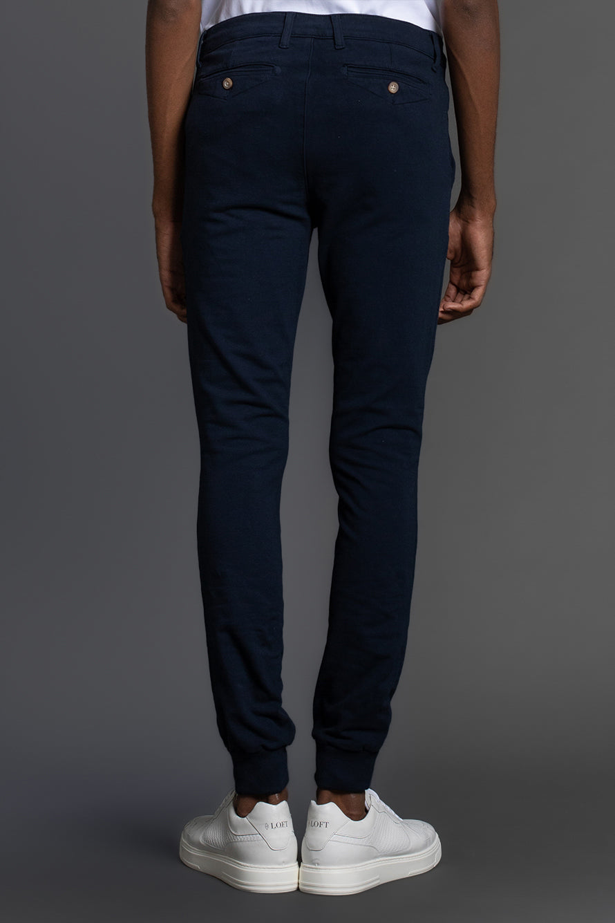 Calça Moletom Com Nervura - Marinho