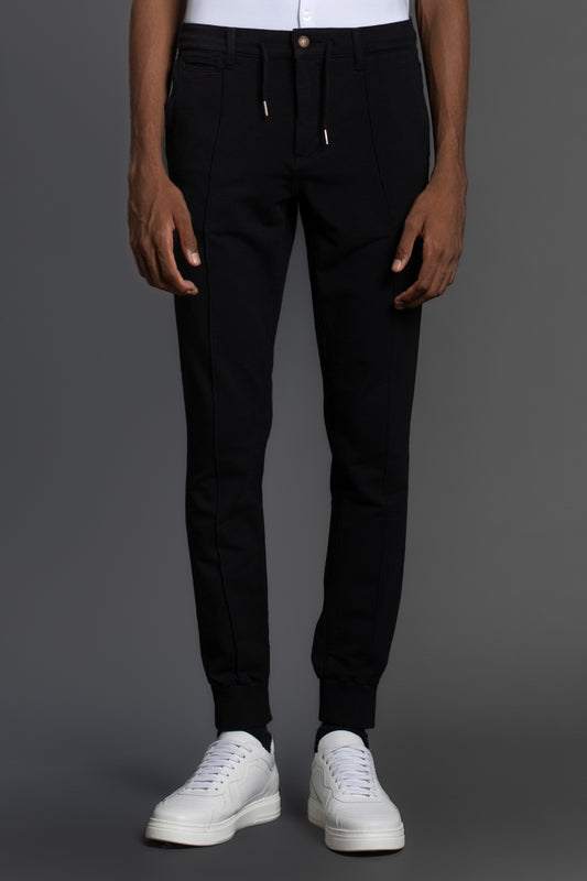 Calça Moletom Com Nervura - Preto