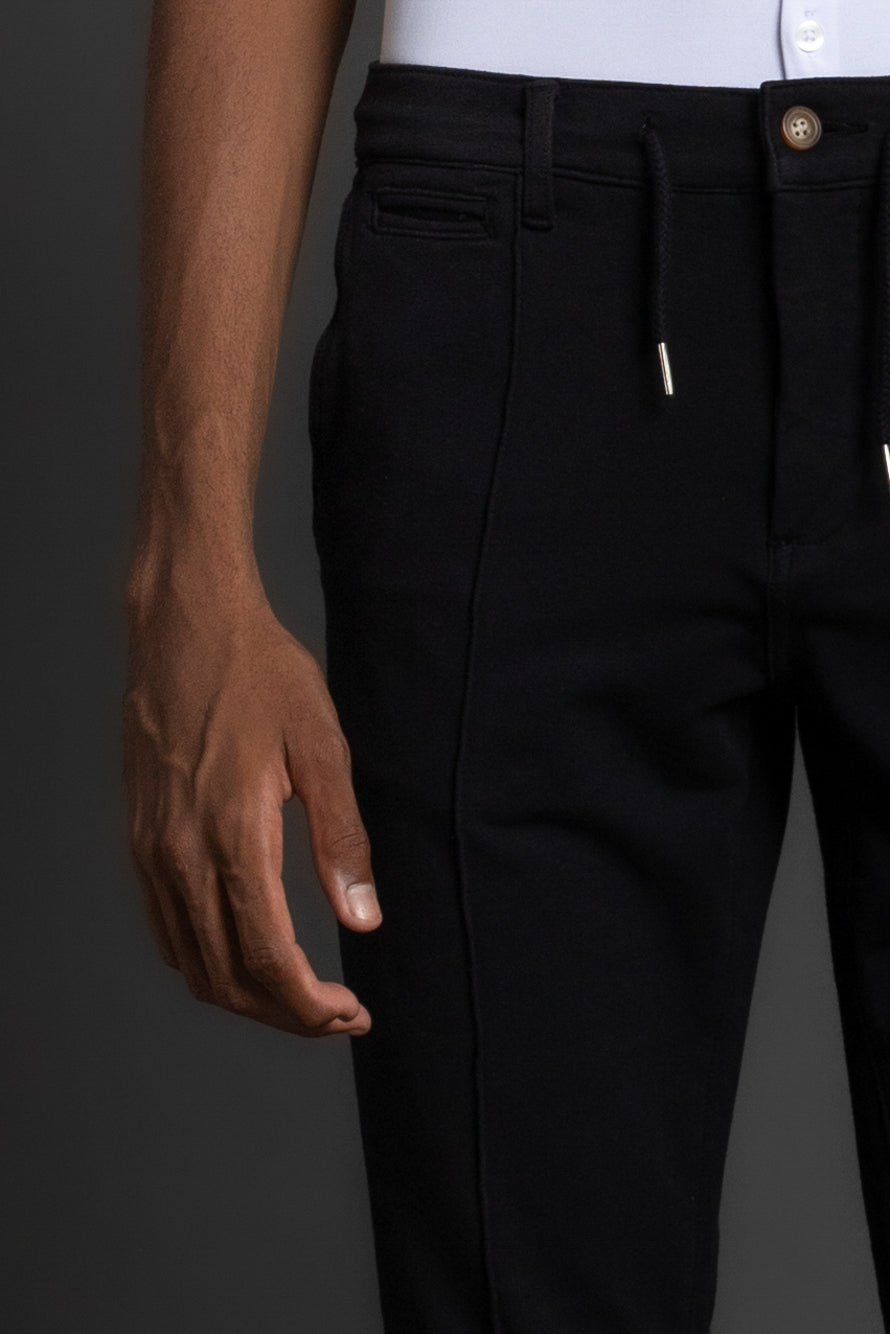Calça Moletom Com Nervura - Preto