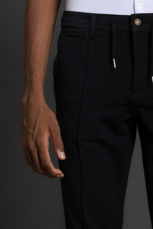Calça Moletom Com Nervura - Preto