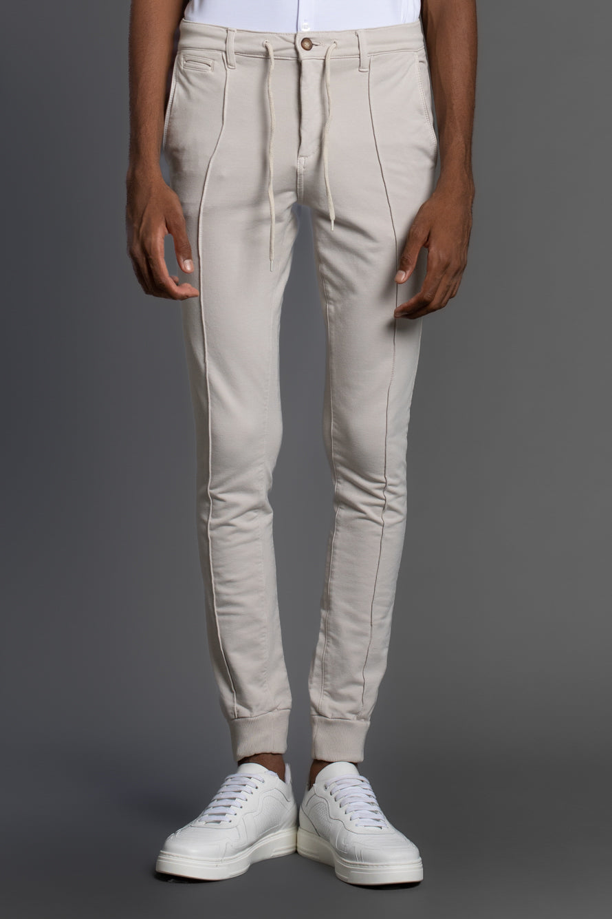 Calça Moletom Com Nervura - Bege