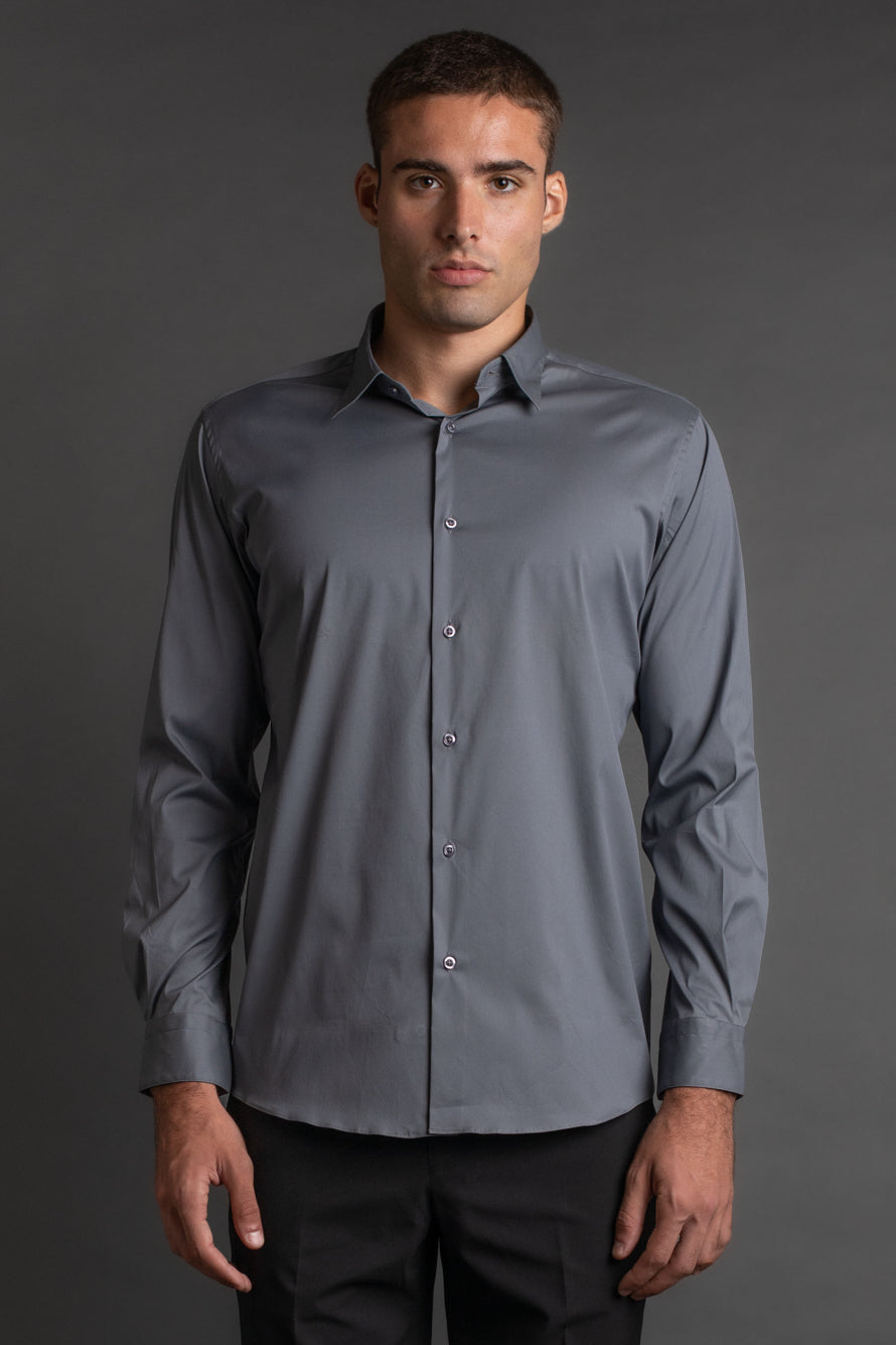 Camisa Manga Longa Algodão - Cinza
