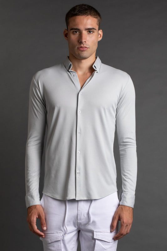 Camisa Manga Longa Pima - Cinza Claro