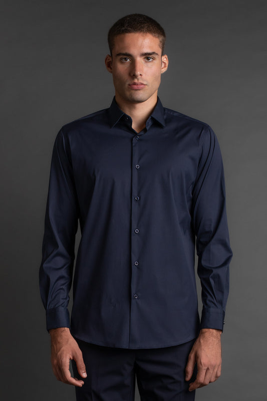 Camisa Manga Longa Algodão - Marinho Noite