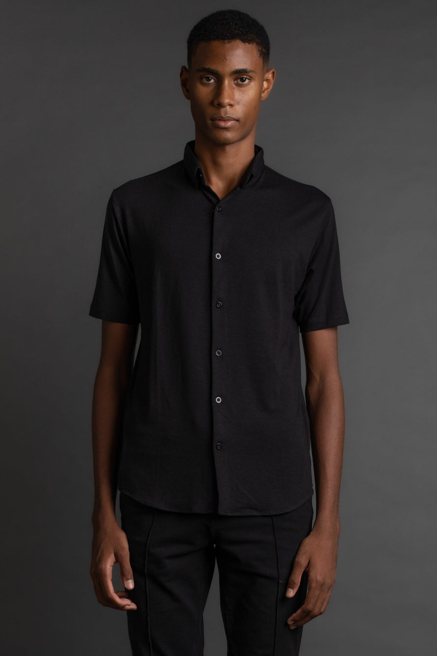Camisa Manga Curta Malha - Preto