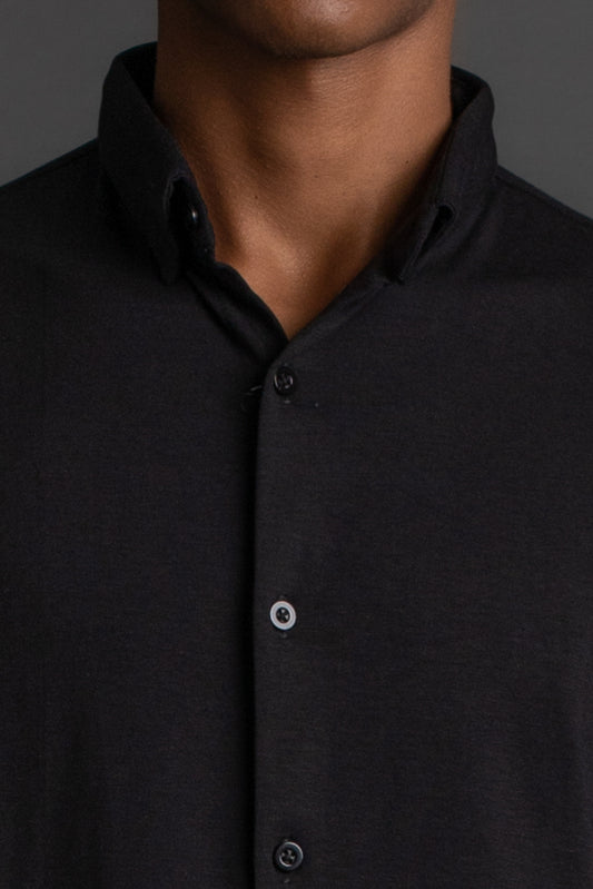Camisa Manga Curta Malha - Preto