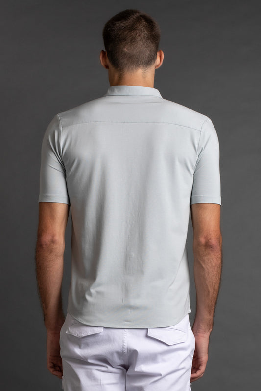 Camisa Manga Curta Malha - Cinza Claro