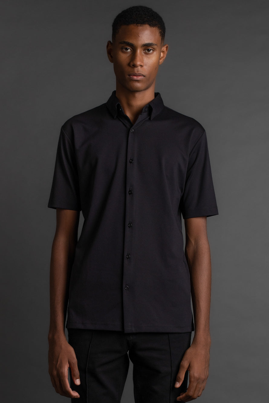 Camisa Manga Curta Malha - Preto
