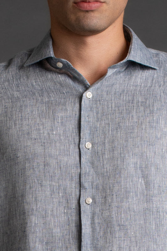 Camisa Manga Longa Linho - Marinho