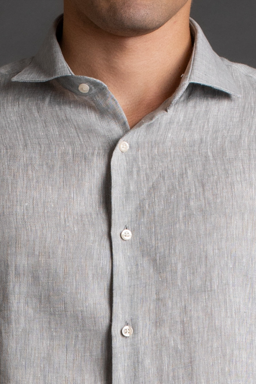 Camisa Manga Longa Linho - Prata
