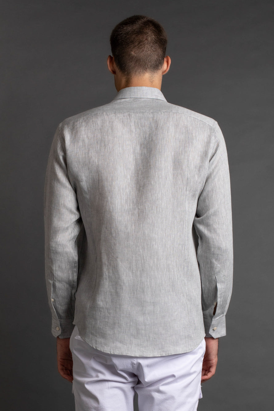 Camisa Manga Longa Linho - Prata