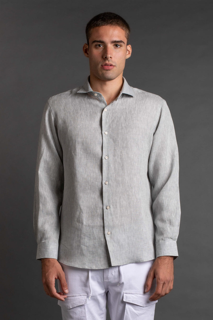 Camisa Manga Longa Linho - Prata
