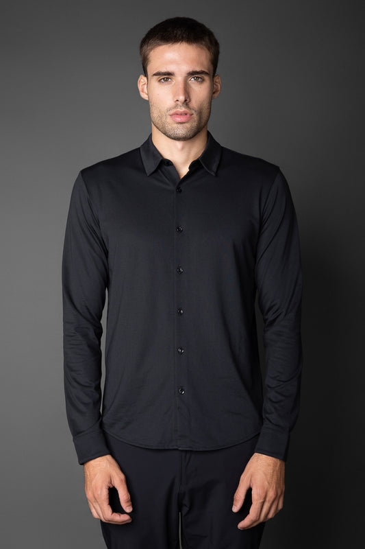 Camisa Manga Longa Malha Jersey Pima - Preto