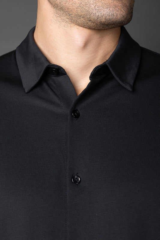 Camisa Manga Longa Malha Jersey Pima - Preto