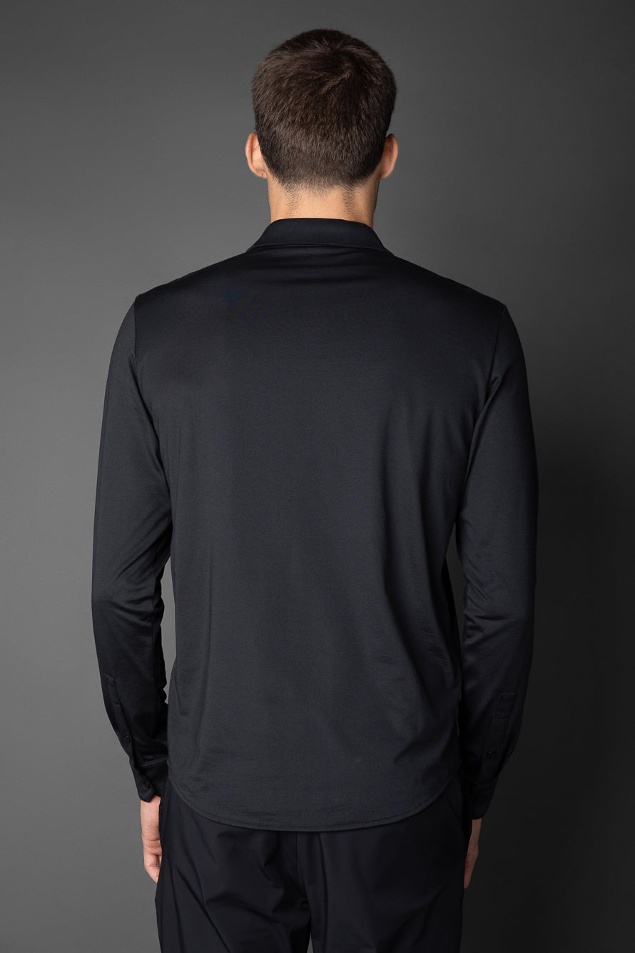 Camisa Manga Longa Malha Jersey Pima - Preto