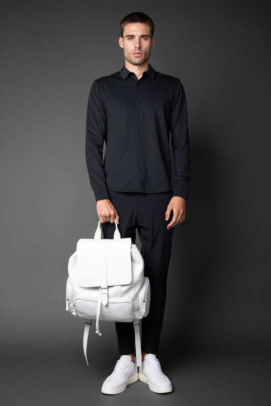 Camisa Manga Longa Malha Jersey Pima - Preto