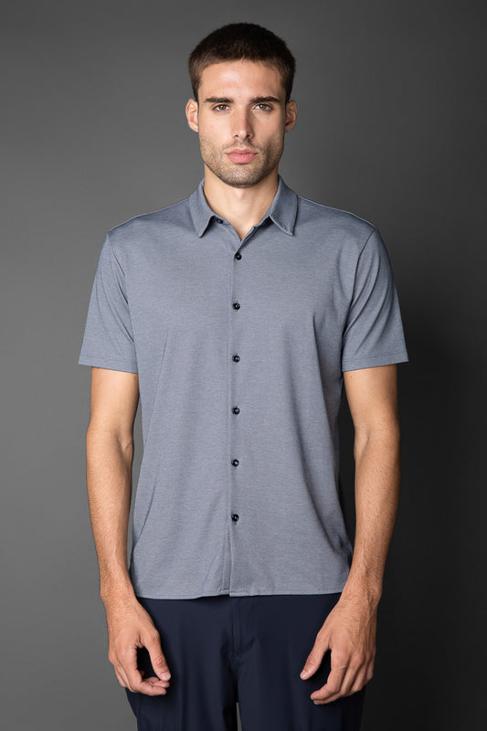 Camisa Manga Curta Malha Gamuza Pima - Azul