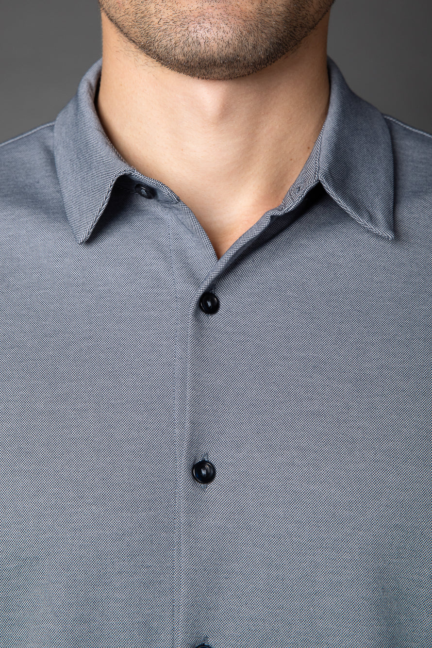 Camisa Manga Curta Malha Gamuza Pima - Azul