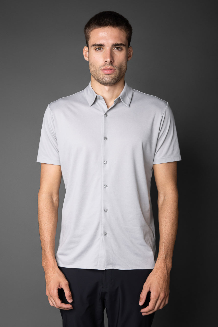 Camisa Manga Curta Malha Gamuza Pima -  Cinza