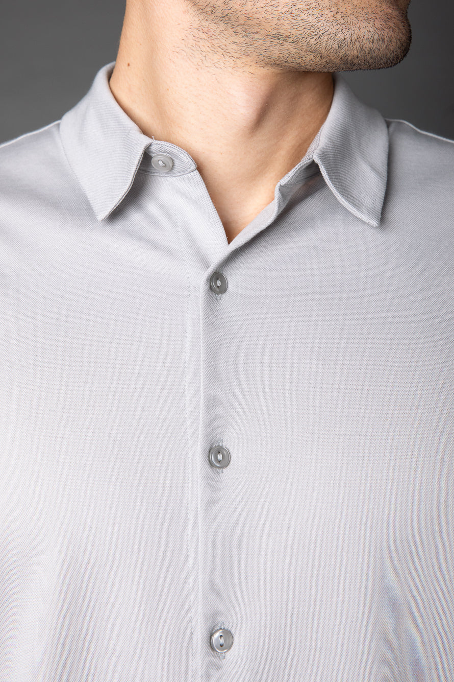 Camisa Manga Curta Malha Gamuza Pima -  Cinza