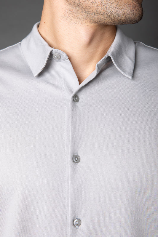 Camisa Manga Curta Malha Gamuza Pima -  Cinza