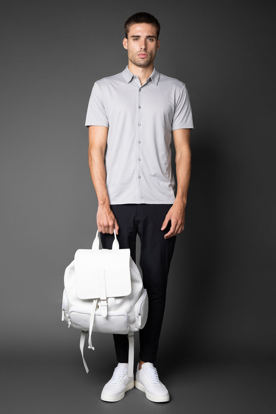 Camisa Manga Curta Malha Gamuza Pima -  Cinza