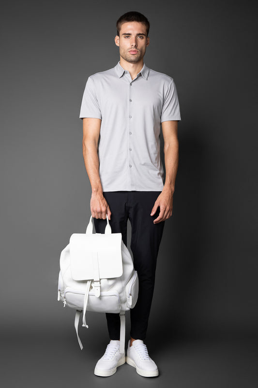 Camisa Manga Curta Malha Gamuza Pima -  Cinza