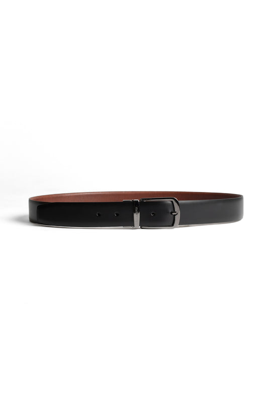 Cinto Social Dupla Face Fivela Fosca - Preto/Pinhao