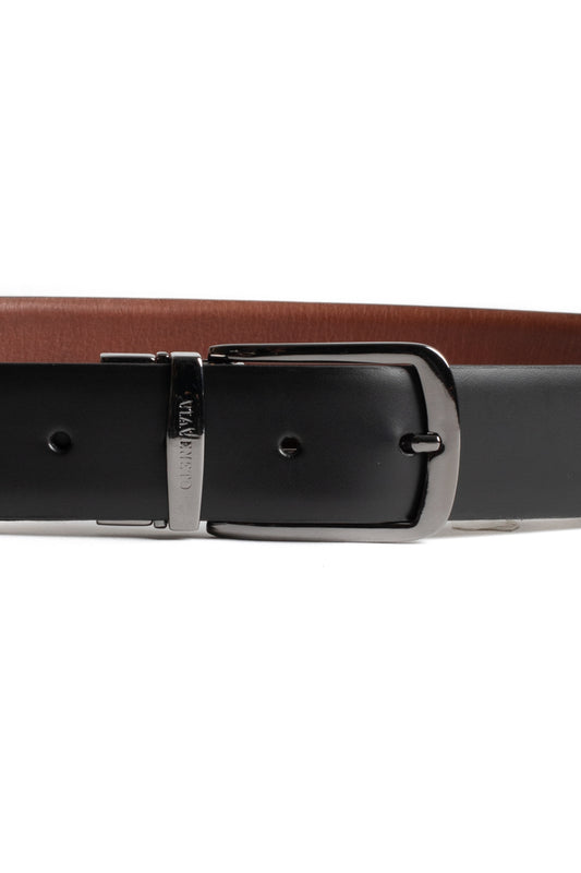 Cinto Social Dupla Face Fivela Fosca - Preto/Pinhao