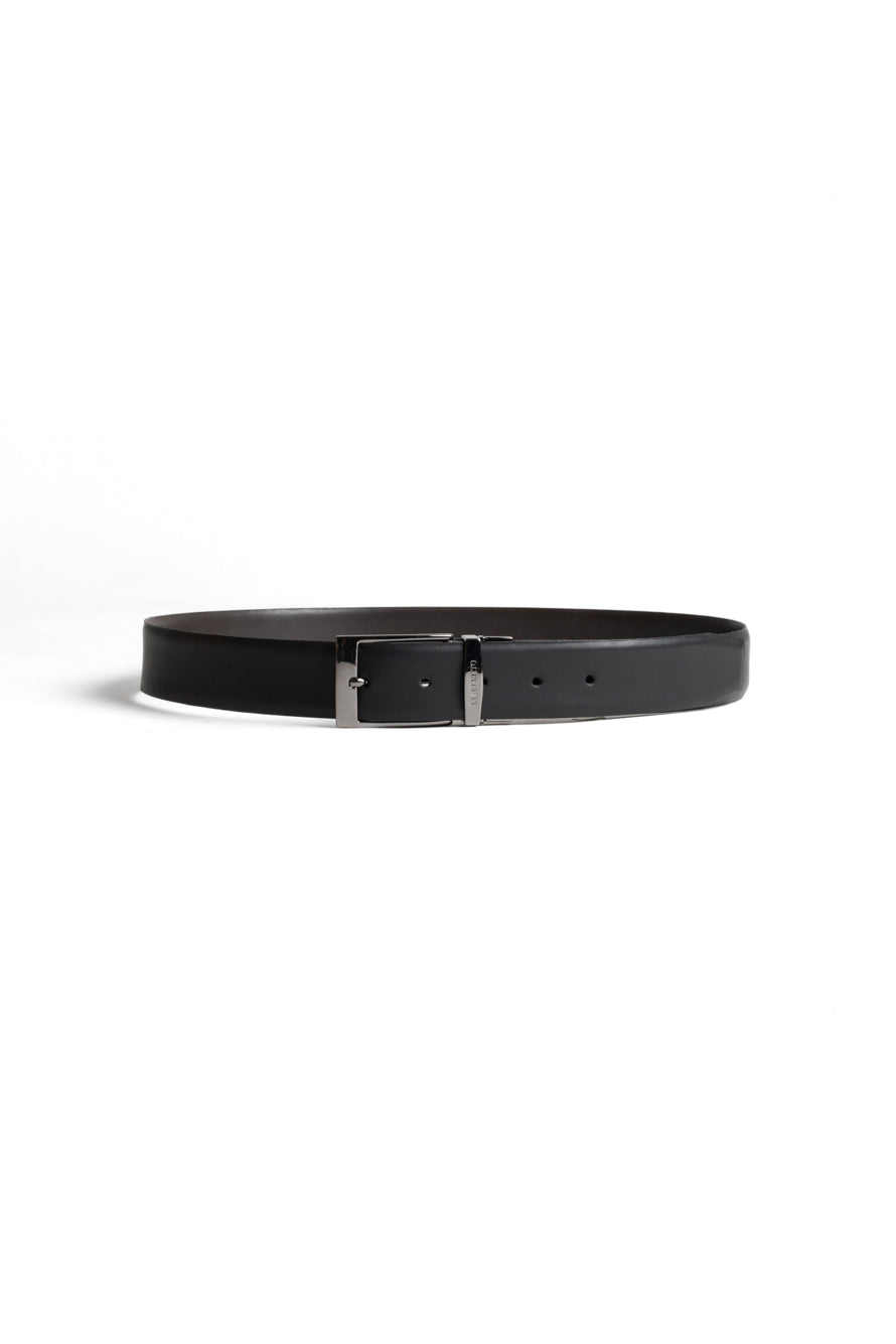 Cinto Social Dupla Face Fivela Fosca - Preto/Cafe