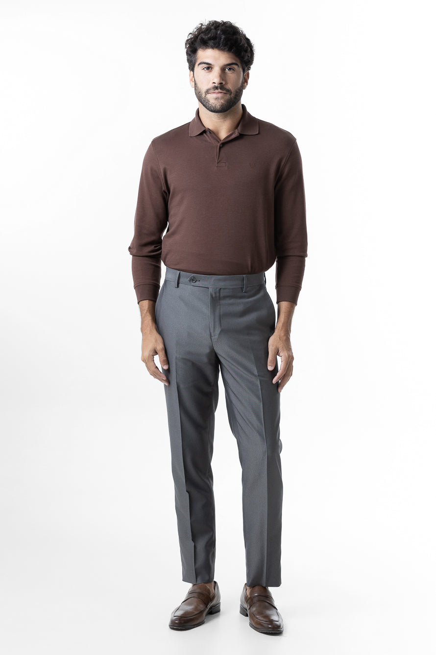 Calça Social Lisa Poliviscose - Cinza Médio