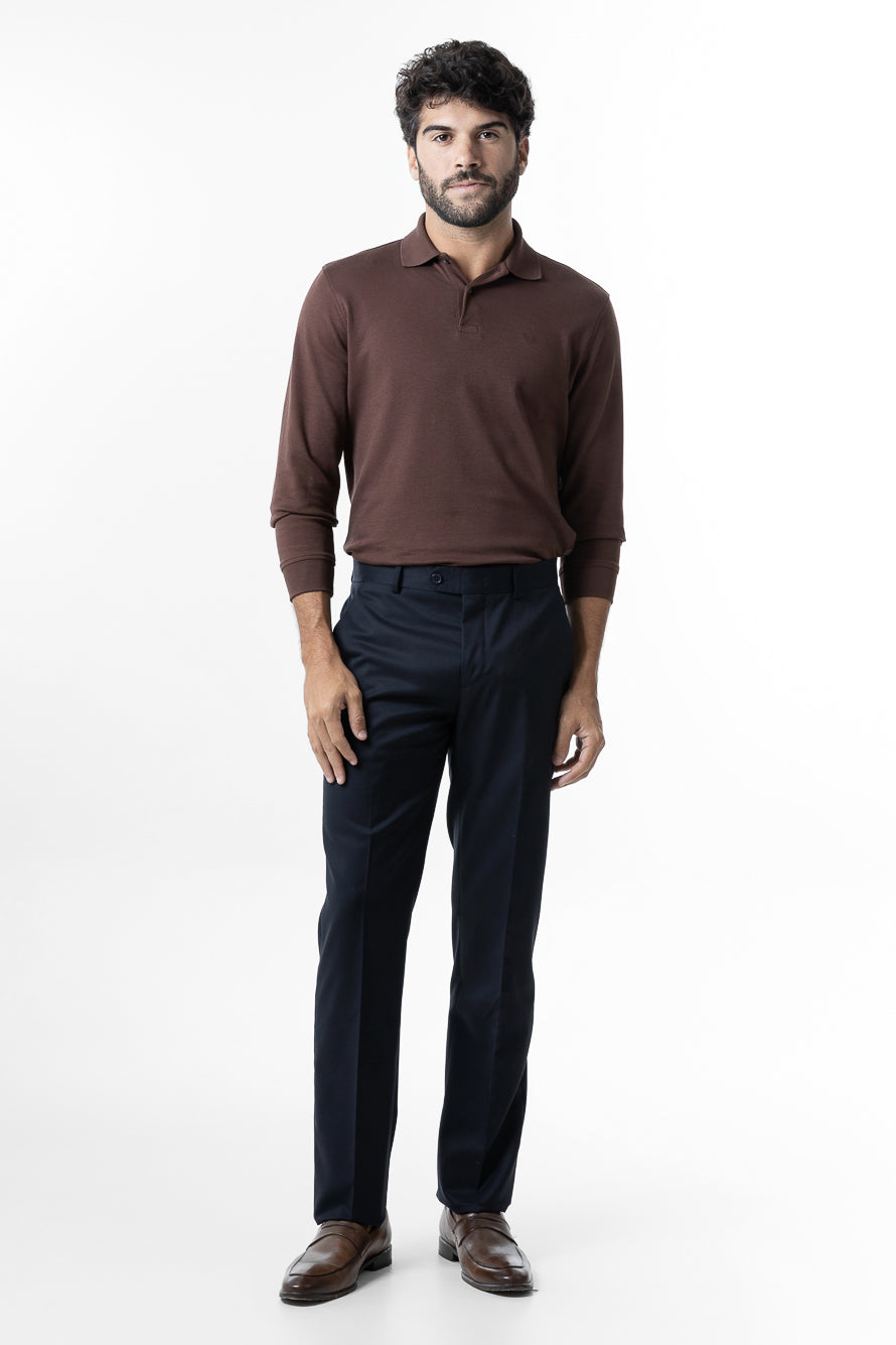 Calça Social Lisa Premium Super 120 - Marinho Noite