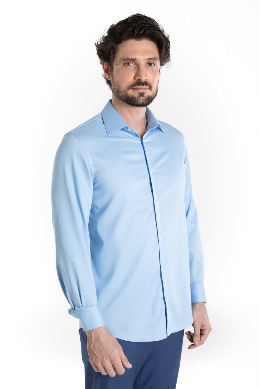Camisa Social Maquinetada Ruth - Azul.
