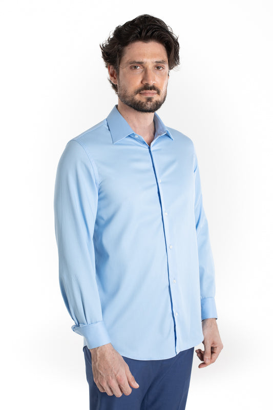 Camisa Social Maquinetada Ruth - Azul.