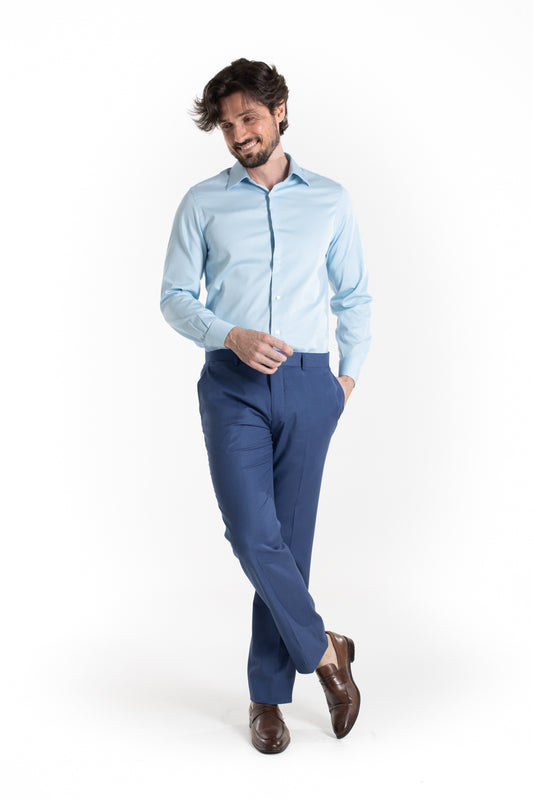 Camisa Social Maquinetada Ruth - Azul Claro
