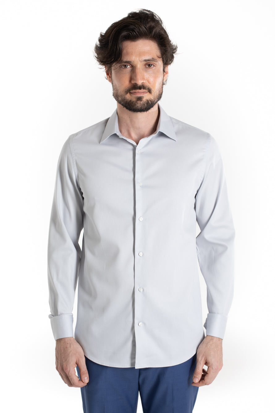Camisa Social Maquinetada Ruth - Cinza Claro