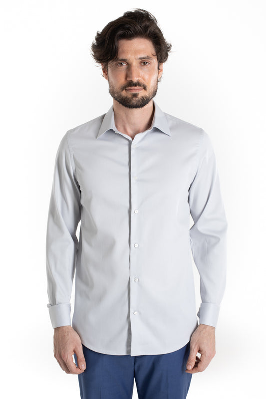 Camisa Social Maquinetada Ruth - Cinza Claro