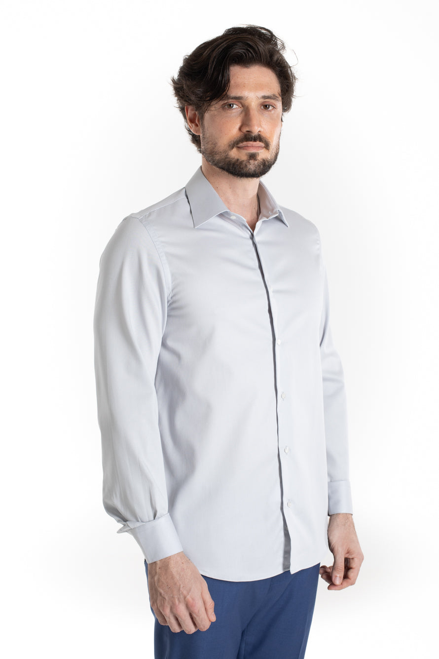 Camisa Social Maquinetada Ruth - Cinza Claro
