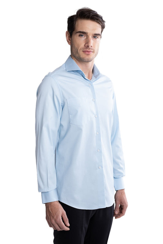 Camisa Social Maquinetada Ruth - Celeste