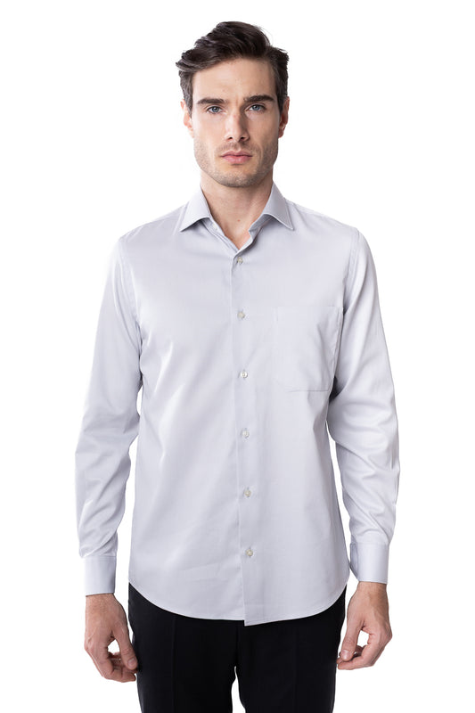 Camisa Social Maquinetada Ruth - Cinza Claro