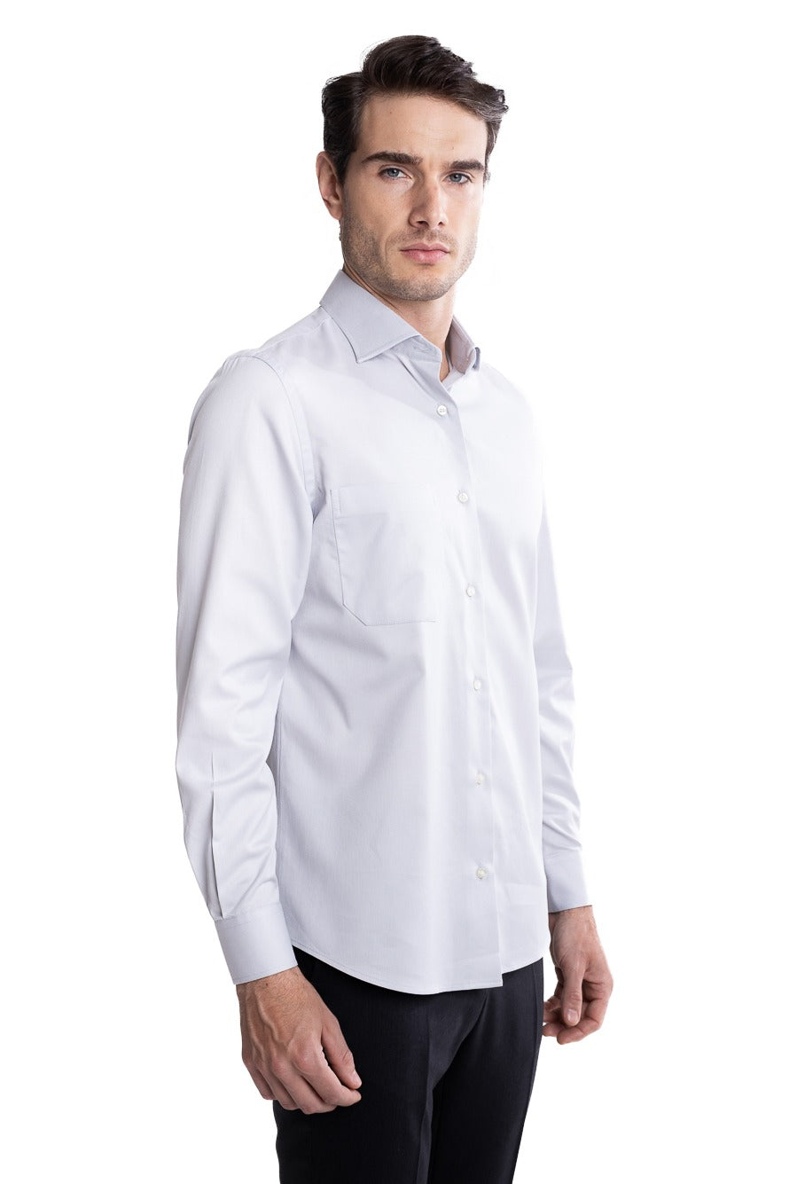 Camisa Social Maquinetada Ruth - Cinza Claro