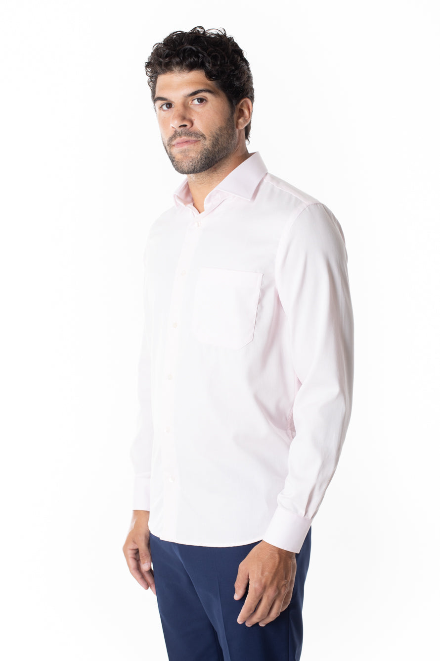 Camisa Social Maquinetada Ruth - Rosa Claro