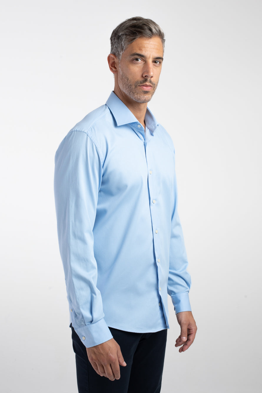 Camisa Manga Longa Social Maquinetada Slim - Azul