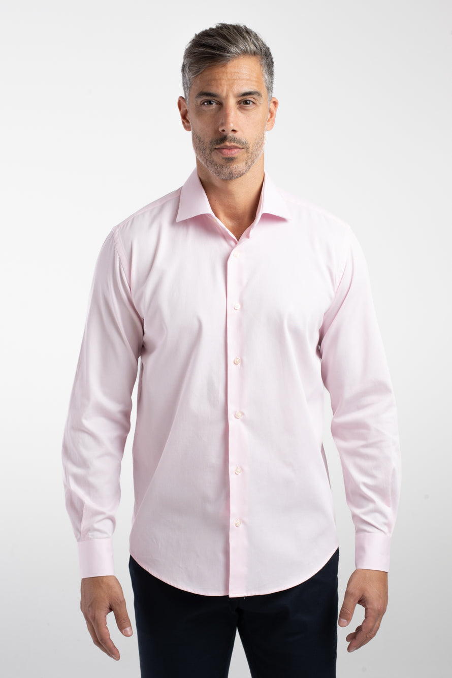 Camisa Manga Longa Social Maquinetada Slim - Rosa