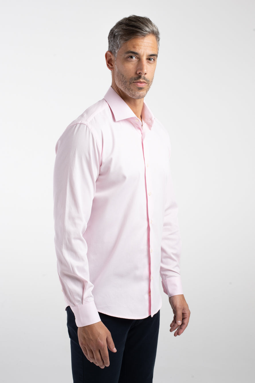 Camisa Manga Longa Social Maquinetada Slim - Rosa